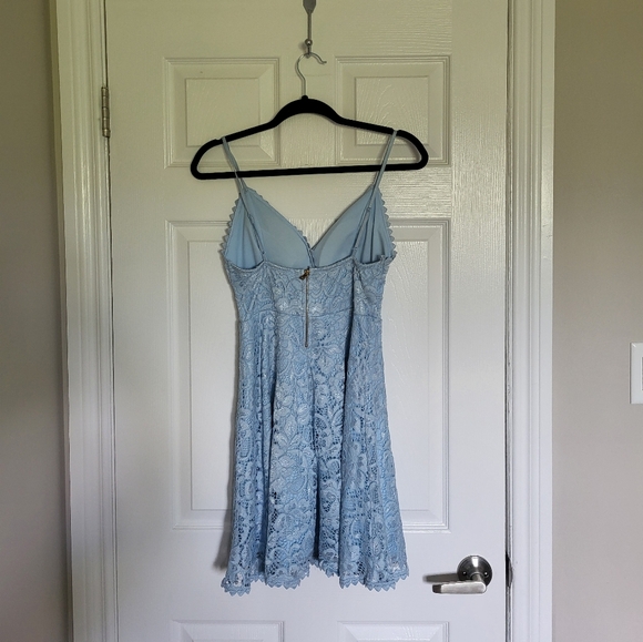 Baby Blue Lace Skater Dress - Picture 2 of 4
